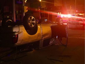 One vehicle flipped over in a collision at the intersection of Greenbank and Canfield roads on Wednesday, July 26, 2017.