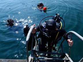 Divers take part in Exercise Sea Breeze 2016 in the Black Sea. USN photo.