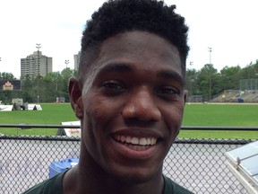 Jarvis Harris, 23, of New Orleans, La., is competing in two events of the Canadian track and field championships.