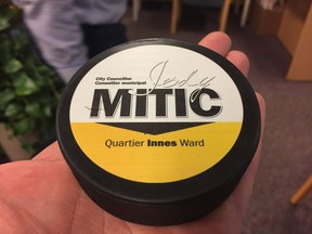 Through an access-to-information request, the Citizen received invoices for branded merchandise purchased from political office budgets in 2016. It's a one-year snapshot of what goodies councillors are buying to sprinkle around their wards. This puck is but one example of the goodies purchased by councillors.