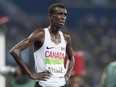 Canada's Mo Ahmed reacts to his fourth place finish in 5000-metre competition at the Olympic games in Rio de Janeiro, Brazil, Saturday August 20, 2016.