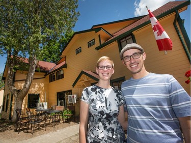 Fiona McKean and husband Tobi Lütke in front of the Opinicon Store as the Opinicon Resort is up and running after a major renovation and restoration over the last two and half years.