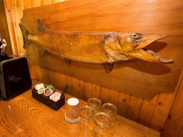 A mounted fish in one of the cottages as the Opinicon Resort is up and running after a major renovation and restoration over the last two and half years.