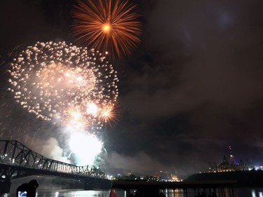 Fireworks burst over the Ottawa River during celebrations of Canada's 150th anniversary of Confederation, in Gatineau, Que.,