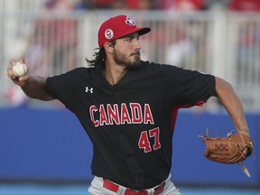 Files: Canadian pitcher Phillippe Aumont at the Pan Am Games in Ajax Ont.