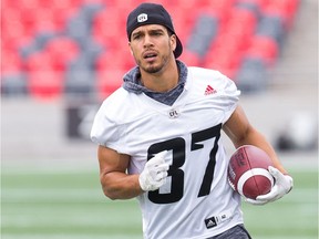 Receiver Joshua Stangby as the Ottawa Redblacks practice at TD Place.