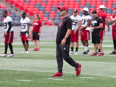 Coach Rick Campbell watches practice as the Ottawa Redblacks practice at TD Place.