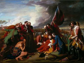Detail of the painting by Benjamin West: The Death of General Wolfe, 1770. Image courtesy of the National Gallery of Canada, Ottawa. With story by Randy Boswell