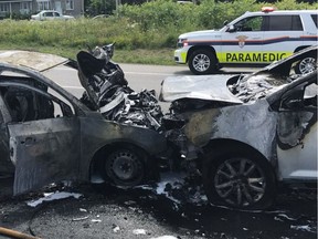 Two vehicles were involved in a collision at Conroy Road and Bank Street on Sunday, July 9, 2017.