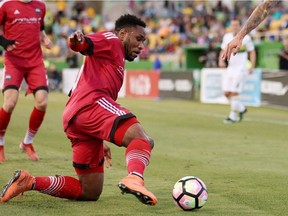 Eddie Edward, seen here in a game earlier this season, scored Fury FC's first goal on Saturday night. Matt May photography