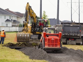 Construction is underway to expand the cycling network in Ottawa's east end, including these two paths site near Lavoie St. and Carmella Cres. in Orleans Friday, August 4, 2017.