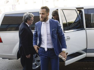 Senators defenceman Fredrik Claesson was among the guests of the Karlsson wedding arriving at the National Gallery of Canada on Saturday, Aug. 5, 2017.