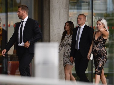 Guests of the Karlsson wedding, including former Senators defenceman Marc Methot, left, and current Senators defenceman Mark Borowiecki, arrive at the National Gallery of Canada on Saturday, Aug. 5, 2017.
James Park, Postmedia