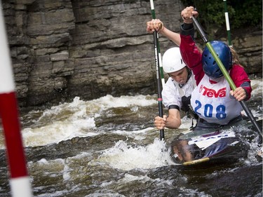The canoe and kayak Canada Whitewater National Championships took place over the weekend at The Pumphouse located near LeBreton Flats in downtown Ottawa. Two paddlers make their way through the course in a double canoe class Saturday August 5, 2017.