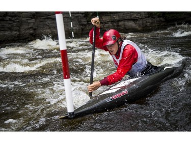 Zachary Gaudreault of Montreal competes in the C1 senior men's event final on Sunday.   Ashley Fraser/Postmedia