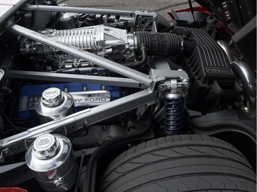 The engine of a Ford GT at Race the Runway.