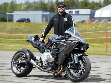 Adam Burrows with his stretched 2016 Kawasaki Ninja H2.