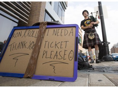 Ron Glasgow plays the bagpipes for Guns N Roses tickets.