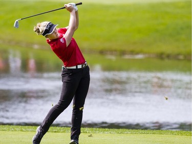 Brooke Henderson hits of the 14th fairway during the second round of the CP Women's Open at the Ottawa Hunt and Golf Club in Ottawa Friday, August 25, 2017.