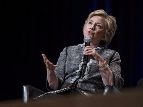 Hillary Clinton speaks during the Book Expo event in New York, Thursday, June 1, 2017. Clinton is stopping in Toronto, Montreal and Vancouver to promote her upcoming book "What Happened." THE CANADIAN PRESS/AP-Craig Ruttle