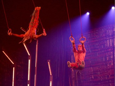 Gymnasts, ballerinas, free runners and acrobats perform during the dress rehearsal for Cirque du Soleil VOLTA in Gatineau Wednesday (August 2, 2017) evening.