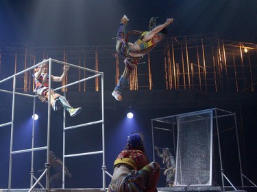 Gymnasts, ballerinas, free runners and acrobats perform during the dress rehearsal for Cirque du Soleil VOLTA in Gatineau Wednesday, August 2, 2017.