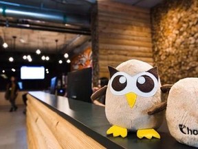 Hootsuite&#039;s owl mascots are shown in the company&#039;s cabin-themed office in Vancouver in a handout photo. From vacation cash to luxury cars, some technology companies in British Columbia are offering big perks to woo prospective employees. Multinationals like Amazon and Microsoft have opened offices in Vancouver, while homegrown startups like Hootsuite have gained international acclaim in recent years. THE CANADIAN PRESS/HO-Hootsuite MANDATORY CREDIT