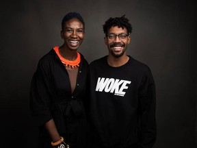 FILE - In this Jan. 21, 2017 file photo, co-directors Sabaah Folayan, left, and Damon Davis pose for a portrait to promote their film, &ampquot;Whose Streets?&ampquot; in Park City, Utah. Their documentary looks at the aftermath of the shooting death of Michael Brown and the uprising in Ferguson, Missouri that followed. (Photo by Taylor Jewell/Invision/AP, File)