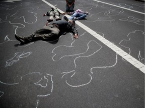 Dozens of protesters staged a demonstration at the Lawrence Livermore National Laboratory to mark the 72nd anniversary of the atomic attack on Hiroshima and Nagasaki. Justin Sullivan, Getty Images