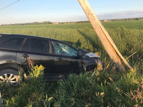 A teen driver escaped major injuries after veering off the road and hitting this telephone pole on Mitch Owens Road.