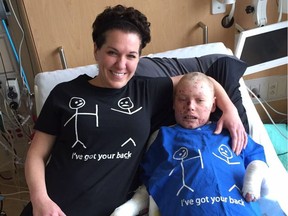 Jonathan Pitre and his mother, Tina Boileau.