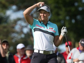 Brooke Henderson, seen during play Wednesday, will have the gallery — and many marshals — on her side come tee-off time on Thursday.