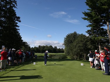 2017 Canadian Pacific Women's Open Championship opening round took place at the Ottawa Hunt and Golf Club in Ottawa Ontario Thursday Aug 24, 2017. Christie Kerr tees off during Thursday's round.
