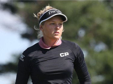 2017 Canadian Pacific Women's Open Championship opening round took place at the Ottawa Hunt and Golf Club in Ottawa Ontario Thursday Aug 24, 2017. Smith's Falls Brooke Henderson after putting on hole number 9 during Thursday's round.