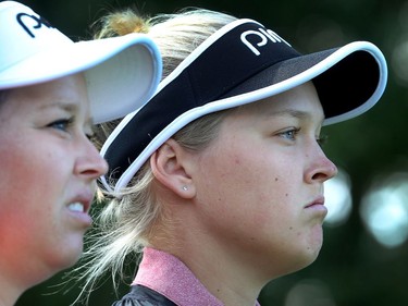 2017 Canadian Pacific Women's Open Championship opening round took place at the Ottawa Hunt and Golf Club in Ottawa Ontario Thursday Aug 24, 2017. Smith's Falls Brooke Henderson and her sister Brittany during Thursday's round.