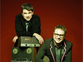 Pianist Andrew Burashko of The Art of Time Ensemble, left, and vocalist Steven Page take part in a celebration of the Beatles classic Sgt. Pepper's Lonely Hearts Club Band on Friday night as part of Chamberfest.