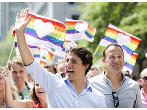 Prime Minister Justin Trudeau, left, and Irish Taoiseach Leo Varadkar, right, participate in the annual pride parade in Montreal, Sunday, August 20, 2017. Here, writes Marie-Claude Landry, there was a T-shirt that shows us lessons on confronting bigotry. THE CANADIAN PRESS/Graham Hughes ORG XMIT: GMH111
Graham Hughes,