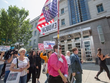 About 700 demonstrators took part in a noon time anti-racism protest in front of the US embassy in Ottawa. The peaceful demo was to voice their opinions against white supremacy and racism in all its forms.   Photo Wayne Cuddington/ Postmedia
Wayne Cuddington, Postmedia