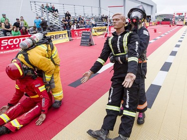 Heather Willis, left, and Kathryn Harding compete on Day 1 of the FireFit championships.