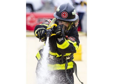 Jenny Butt, from Toronto Pearson Fire and Emergency Servies, competes.