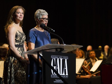 Sophie Grégoire Trudeau and Jayne Watson, CEO of the National Arts Centre Foundation, spoke to guests at the beginning of the gala.