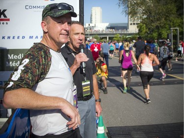 The 10th anniversary of the 2017 Canada Army Run took place Sunday, September 17, 2017 with 5K, 10K and half marathon races. Major-General Simon Hetherington and the founder of Running Room John Stanton at the finish line.