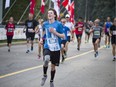 The 10th anniversary of the 2017 Canada Army Run took place Sunday, September 17, 2017 with 5K, 10K and half marathon races. Declan Campbell-Hill comes in to the finish line after taking part in the Vimy Challenge.