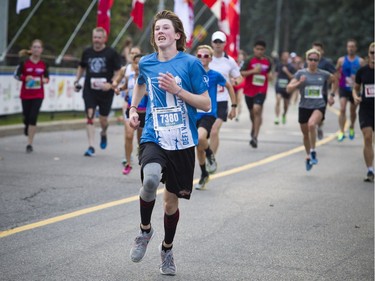 Declan Campbell-Hill comes in to the finish line after taking part in the Vimy Challenge.