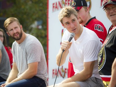 The Ottawa Senators annual Fan Fest took place Sunday, September 17, 2017 at Canadian Tire Centre. Senators Kyle Turris takes part in the Sens Jeopardy Sunday afternoon.   Ashley Fraser/Postmedia
Ashley Fraser, Postmedia