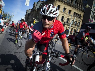 Carl Grimard of the Ottawa Police Service was among those riding into town on Saturday, Sept. 23, 2017.