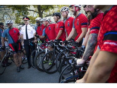 Ottawa police Chief Charles Bordeleau was on hand to congratulate the Ottawa Police Service cyclists.