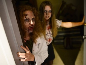 Sarah Ansell, left, and Emma Park were two of the undead at the Diefenbunker in 2015.