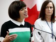 Federal health minister Ginette Petitpas Taylor, left, with Deidre Freiheit, executive director of the Shepherds of Good Hope.