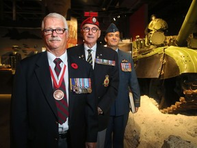 From left:  Major John H. Russell, who served in Yugoslavia and Sarajevo; Major Jean-Guy Plante, who served during Somalia and Rwanda, and Major Paul Frigault, who served in Kosovo, were some of the vets in attendance at the opening. The final section of Gallery 4: From the Cold War to the Present opened Thursday (Sept. 21, 2017) at the Canadian War Museum and includes key Canadian operations in the Gulf War, Somalia, Rwanda, the former Yugoslavia and Afghanistan.